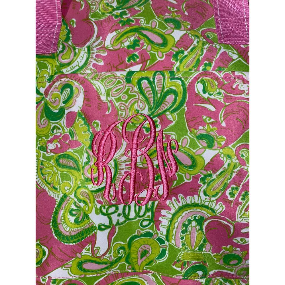 Lilly Pulitzer Insulated Cooler Tote Bag vibrant pink and green floral pattern - Picture 2 of 8